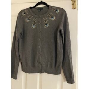Lands' End Peacock feather gray button up cardigan size small